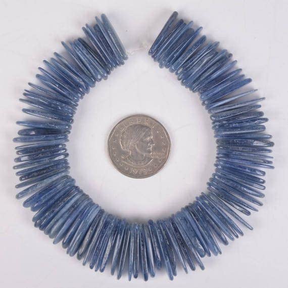 Perles de cyanite bleue long chips sticks de 21-27mm, fil de pierre naturelle de 8 pouces