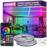 Led Strip Lights, 200ft/60m Long Smart Led Light Strips Music Sync 5050 RGB Color Changing Rope Ligh