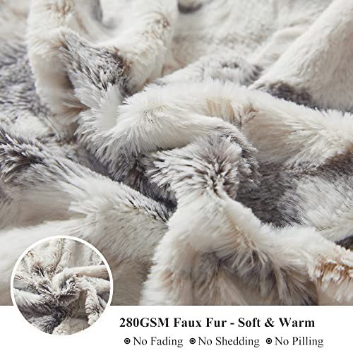 Xege 3 Pieces Soft Faux Fur Throw Blanket Set, Double Side Brushed Shaggy Couch Blanket, Marble Print Fuzzy Blanket 50X60, With Decorative Pillow Covers 20X20 For Bed Sofa, Light Grey Marble Print #TOP5