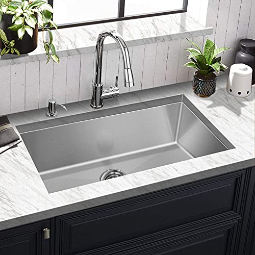 Hykolity KS3018S-1P 30-Inch Kitchen Sink, 16 Gauge Undermount Single Bowl Stainless Steel Sink thumb #7