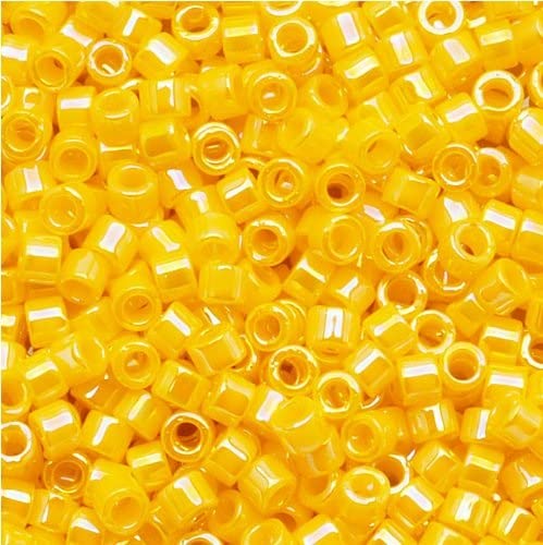5 g Miyuki DELICA Seed Beads Rocailles, Size 11/0, Opaque Dark Yellow Ab (# DB1572), Japan, Glass โ image 1