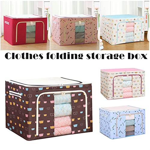 Caja de almacenamiento textil con marco de acero resistente para ropa y almohadas 3