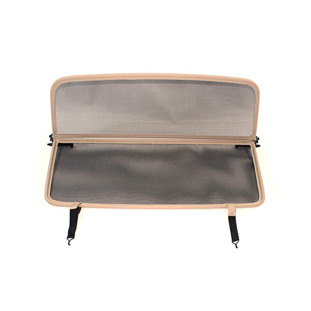 GermanTuningParts Déflecteur de Vent pour VW Coccinelle (1968-1979) - Pliable - avec Fermeture Rapide - Beige | Filet Anti-Remous Coupe | Déflecteur d'air