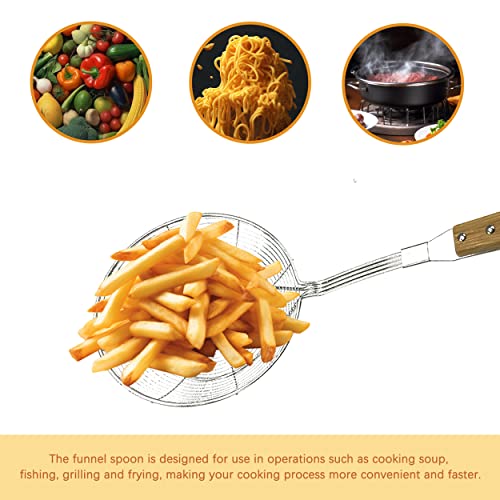 Vivicreate 7 Inch Diameter Fine Mesh Strainers Bamboo Handle Premium Stainless Steel Colanders Spider Strainer Sifter Skimmer Spoon Perfect For Sift Strain Vegetables Pastas Tea #TOP5