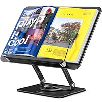 BESIGN BS02 Book Stand for Reading, Adjustable Book Holder, Ergonomic Laptop Stand with Elastic Page Clips for Music Scores, Recipe, Tablet, Laptop (Black)