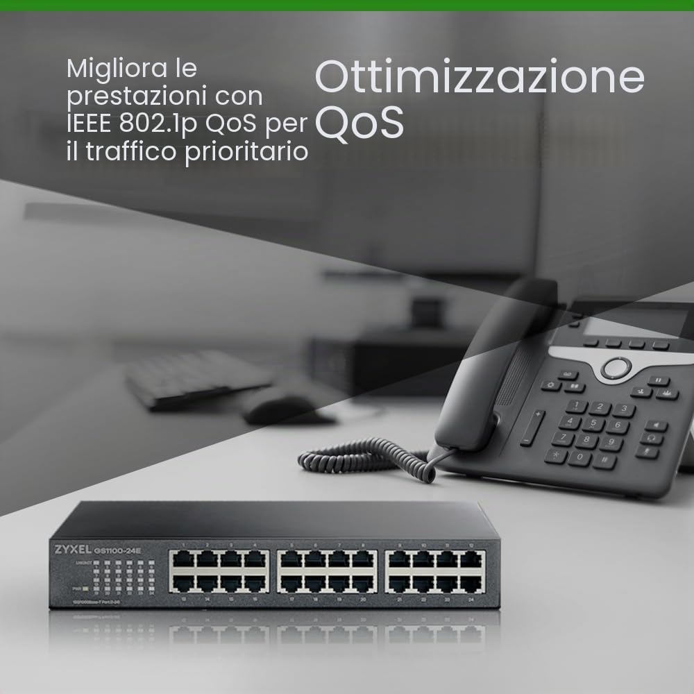 ZyXEL GS1100-24E Switch di Rete Non gestito Gigabit Ethernet (10/100/1000) Nero Switch - Switch di Rete (Non gestito, Gigabit Ethernet (10/100/1000))