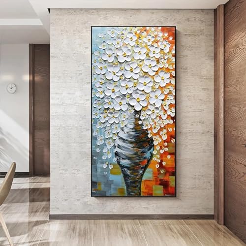 Art mural fleurs blanches 3D JACBON toile haut de gamme