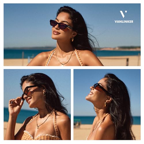 VANLINKER Polarized Trendy Small Skinny Square Cat Eye Sunglasses for Women Retro Vintage Shades VL98463