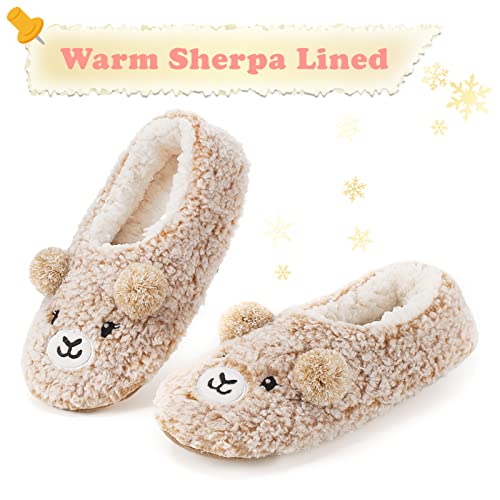 Image of The Metluks Cute Animal House Slippers, Warm Fuzzy Slipper Socks with Grippers Non Slip, Cozy Funny Gifts