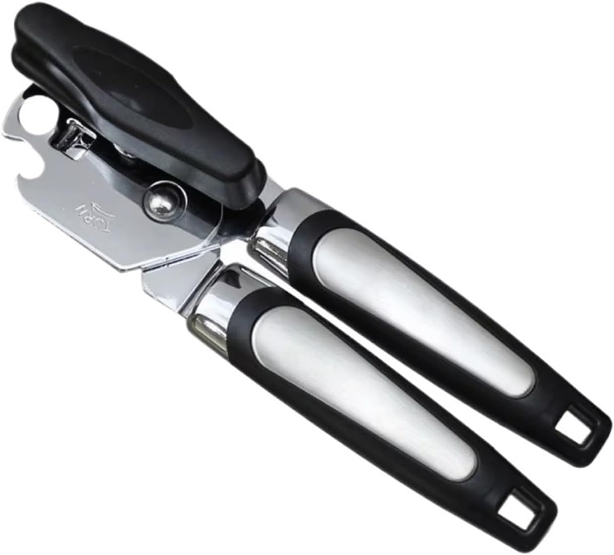 Stainless Steel Manual Can Opener With Handle For Kitchen Smooth Edge Cut And Built-in Bottle