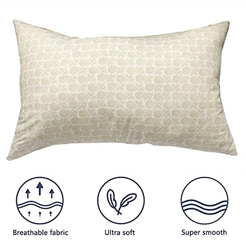 Image of ARLinen-Micro Filled Pineapple Print Cotton Pillow Takiya Combo Set of 2 for Bed Room - 16x24 Inch Size Pillow Set of 2 for Sleeping