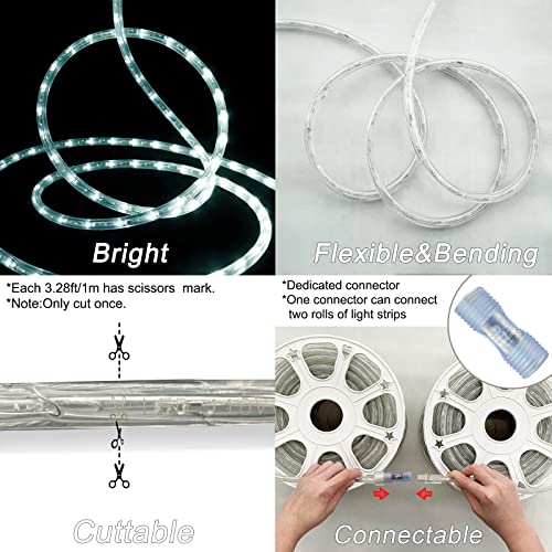 Surnie Led Rope Lights Outdoor Waterproof 150Ft Led Rope Lighting Dimmable - 110V 6500K Daylight White String Light Tube Cuttable Connectable For Garden Patio Party Indoor Decoration Use #TOP2