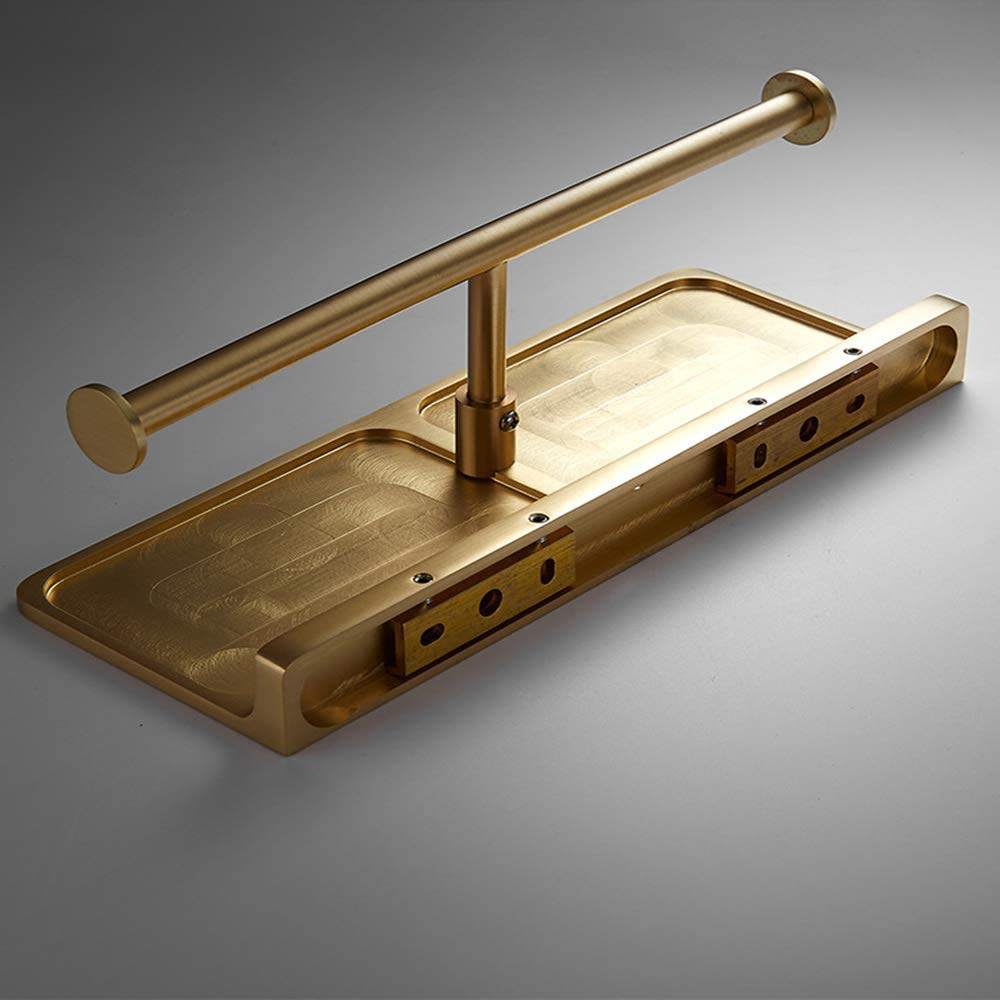 Portarrollos para Papel Higiénico de Pared con Estante Latón Double Porta Rollos de Papel Higienico Oro Cepillado Accesorios de Baño, Portarrollos Baño para Cocina y Baño