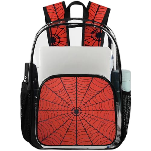Spider Web Clear Backpack for Women Men Teen - PVC Transparent Backpack Large Clear Bag for Concert Work