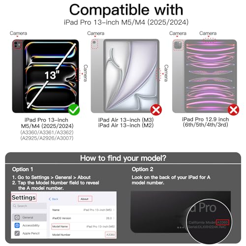 Coque iPad Pro 13 M5 détachable magnétique avec support rotatif gris - 2