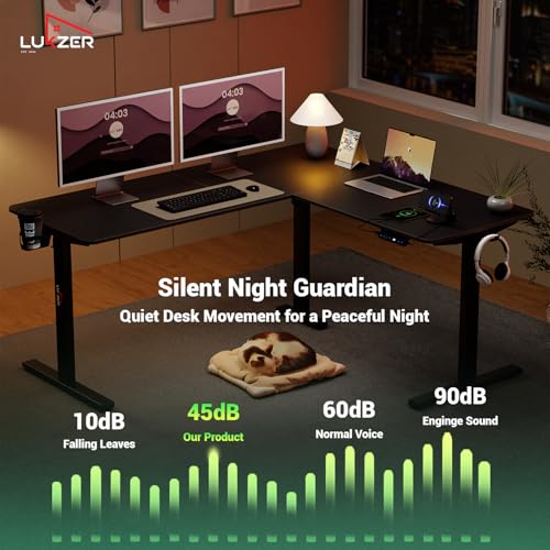 Image of Lukzer L-Shape Electric Height Adjustable Desk with USB & Type-C Port Digital Display Advance Memory Preset Sit Stand Home Office Table (EST-001 /UC-Black & Black /160x140 cm) DIY with 3 Years Warranty
