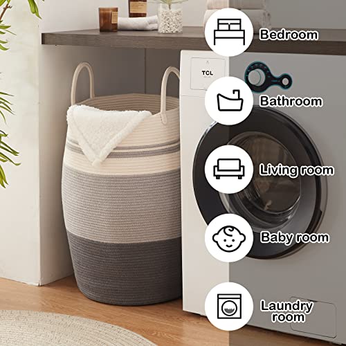 image for OIAHOMY Laundry Hamper Woven Rope Large Clothes Hamper 25.6