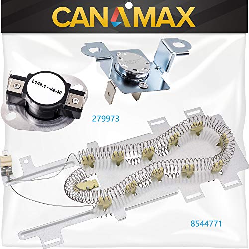 Canamax 8544771 & 279973 Dryer Heating Element and Thermal Cut-off Fuse Kit Replacement - Compatible with Whirlpool and Kenmore Dryers - Replaces WP8544771 PS11746337 EAP11746337 7154072 AP6013115