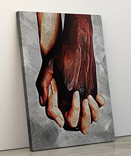 Tuyashua Wall Art Canvas Poster Decorative With Frame (11.5×15 Inch), Interracial Couple Holding Hands, Interracial Art Love, Home Wall Decor For Living Room Bathroom Hallway Modern Wall Decor, Hbs03 #TOP2