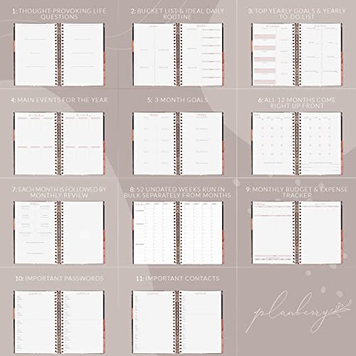 Image of PLANBERRY Hourly Schedule Planner Premium - Undated Weekly Organizer with Time Slots & Monthly Budget - Time Management, Goal Setting, to-Do List & Habit Tracker -6.9″x8.5″(Onyx Black)