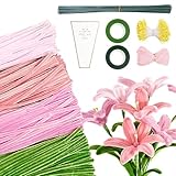 400+ Stück Pfeifenputzer zum Basteln - Blumen Basteln Set mit Blumendraht, Klebeband & Geschenkpapier als Weihnachten oder Geburtstagsgeschenk