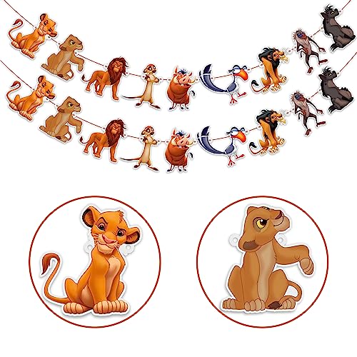 Image of The Lion Kng Garland Decoration - Jungle Safari Birthday Banner, Wild Animal Theme Party Hanging Garland for Kids, First Birthday Baby Shower Decor, Cartoon Inspired Jungle Party Supplies