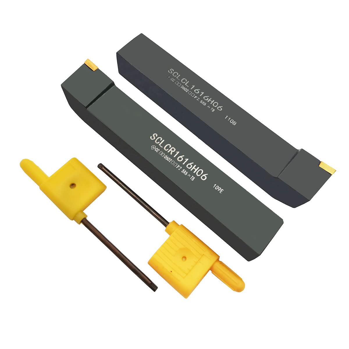5/8"/16mm Shank Indexable Carbide Turning Tool Insert Holder Set 2pcs SCLCR1616H06 SCLCL1616H06 Metal Lathe Cutting Tools with 2pcs CCMT21.51 CCMT060204 Indexable Carbide Turning Insert Blade