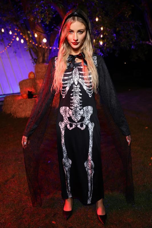 Miniatura 7 de For G and PL Women's Halloween Black Lace Dress Spider Web Costume