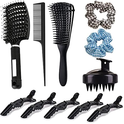 WOCLOER 11 Pieces Hairbrush Set - Detangling Brush with Boar Bristle Hair Brush, Scalp Massager Shampoo Brush, Women and Men Wet or Dry Hair long Hair No Tangle Hair Brush for Curly or Straight Hair Cover