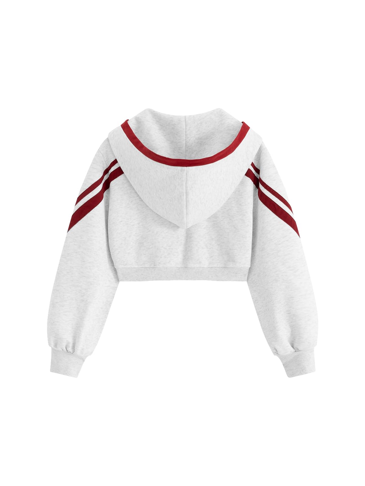Aelfric Eden Sweat à capuche court pour femme, surdimensionné, basique, vintage, Y2K, couleur contrastée, fermeture éclair, manches longues, haut court