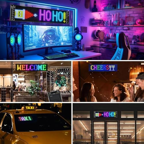 Image of AutoBizarre Flexible Waterproof DIY Customizable LED Matrix Panel Display Screen Sign Board with Mobile Application and Remote Control for Cars, Home, Office, Shops etc (Multicolor, Small- 17x7 Cm)
