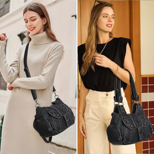 Image of Angel Kiss Hobo Bags for Women Vegan Leather Shoulder Purses and Handbags Ladies Roomy Tote Bags Purse with Crossbody Strap