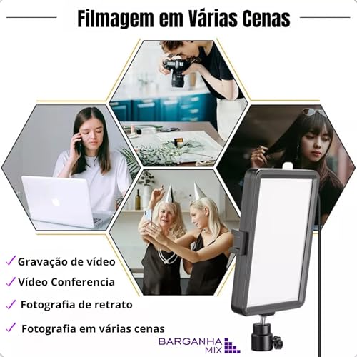 Ring Light Iluminador Led Foto Profissional 50cm + Tripé 2,10m Com Suporte Celular 110v/220v Barganh