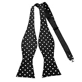 PenSee Mens Self Bow Tie White Polka Dots Woven Silk Bow Ties-Various Colors