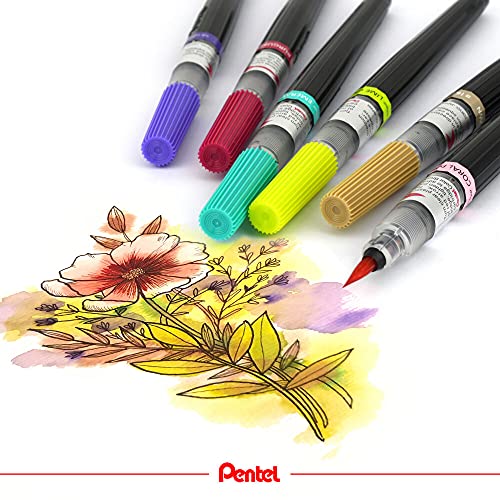 Pentel Color Brush Caneta Pincel Aquarela, Preto, 3.6 ml