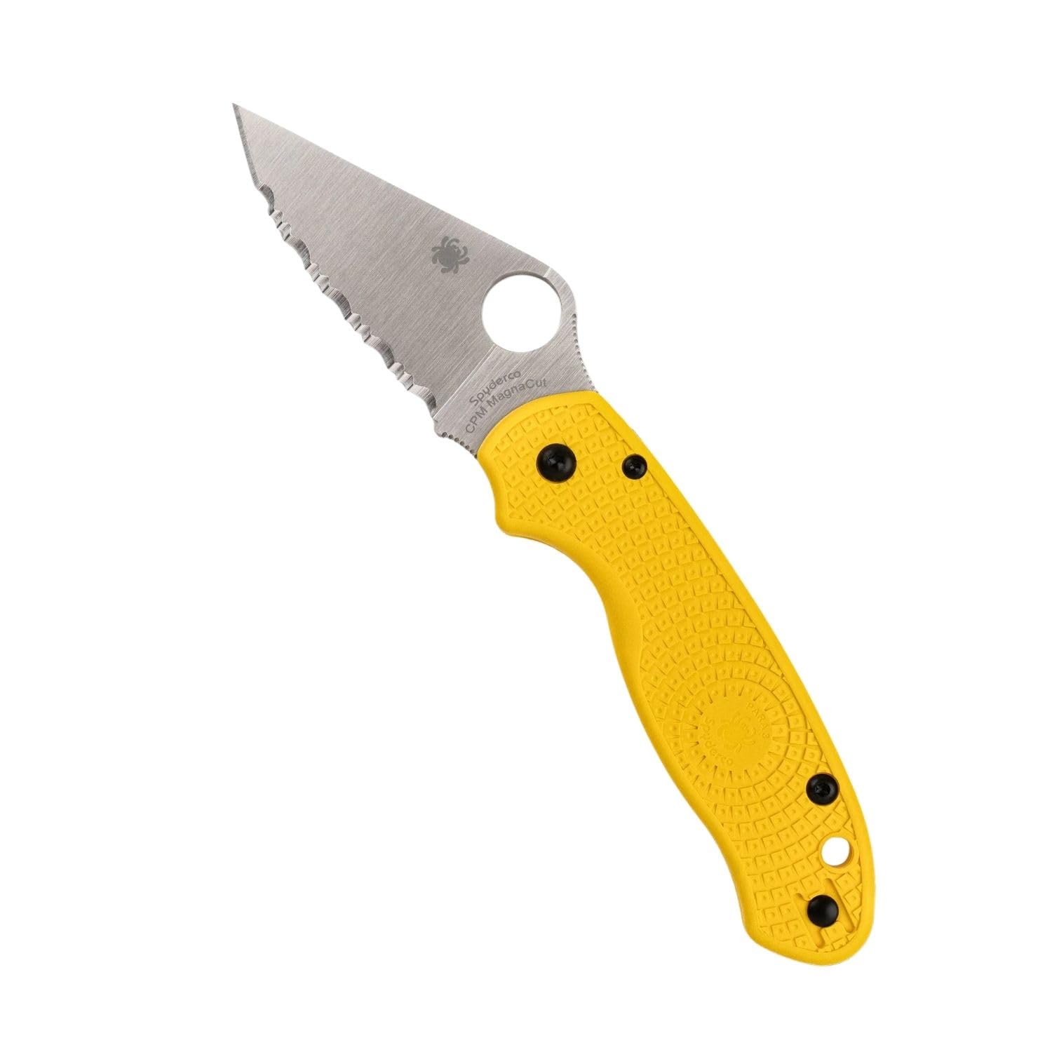 Spyderco para 3 Lightweight Salt Pocket Knife 2.93" Drop Point CPM MagnaCut Satin Blade Fiberglass Reinforced Nylon (FRN) Handle Yellow