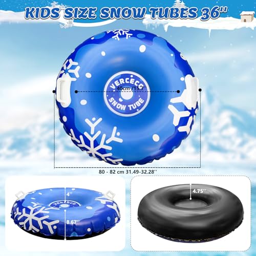 3 Pack Snow Tube Inflatable Sleds for Kids Snow Tubes for Sledding Heavy Duty 36\'\' Snow Sleds for Kids and Adult with Handles Outdoor Snow Toys Set for Boys Girls (Mix Color)