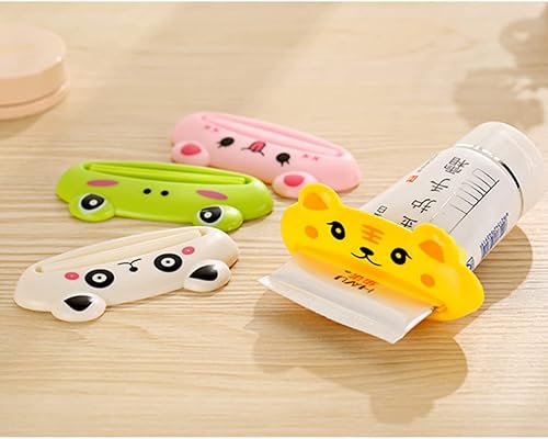 Miniatura 4 de Healifty Exprimidor de tubos de pasta de dientes, dispensador de dibujos animados, soporte de tubo multifuncional, clip de extrusora manual para