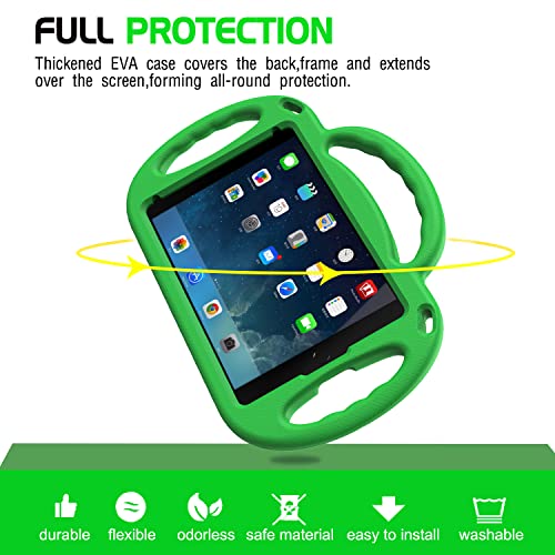 Avawo Kids Case For Ipad Mini 5 4 3 2 1 (7.9 Inch, Old Model), Ipad Mini 7.9" Case With Shoulder Strap, Shockproof Handle Stand Case For Apple Ipad Mini 5Th/4Th/3Rd/2Nd/1St Generation, Green #TOP6
