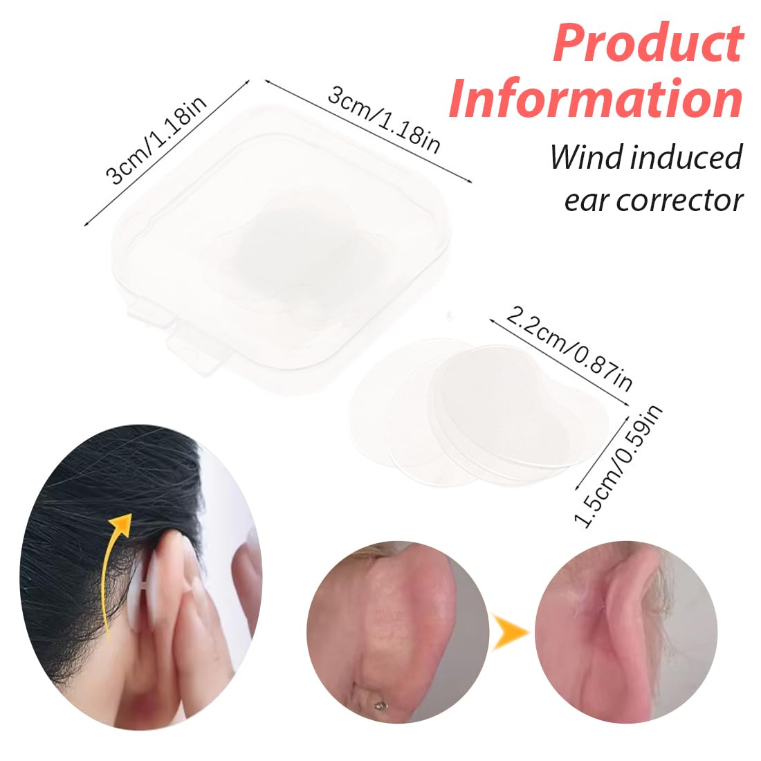 GXGM 6 Pcs Correttore Orecchie a Sventola,Cerotti Orecchie a Sventola Neonati,Adatto per Migliorare l'orecchio del Vento,Comodo e Invisibile,Facile da Usare,Adatto per Adulti e Bambini