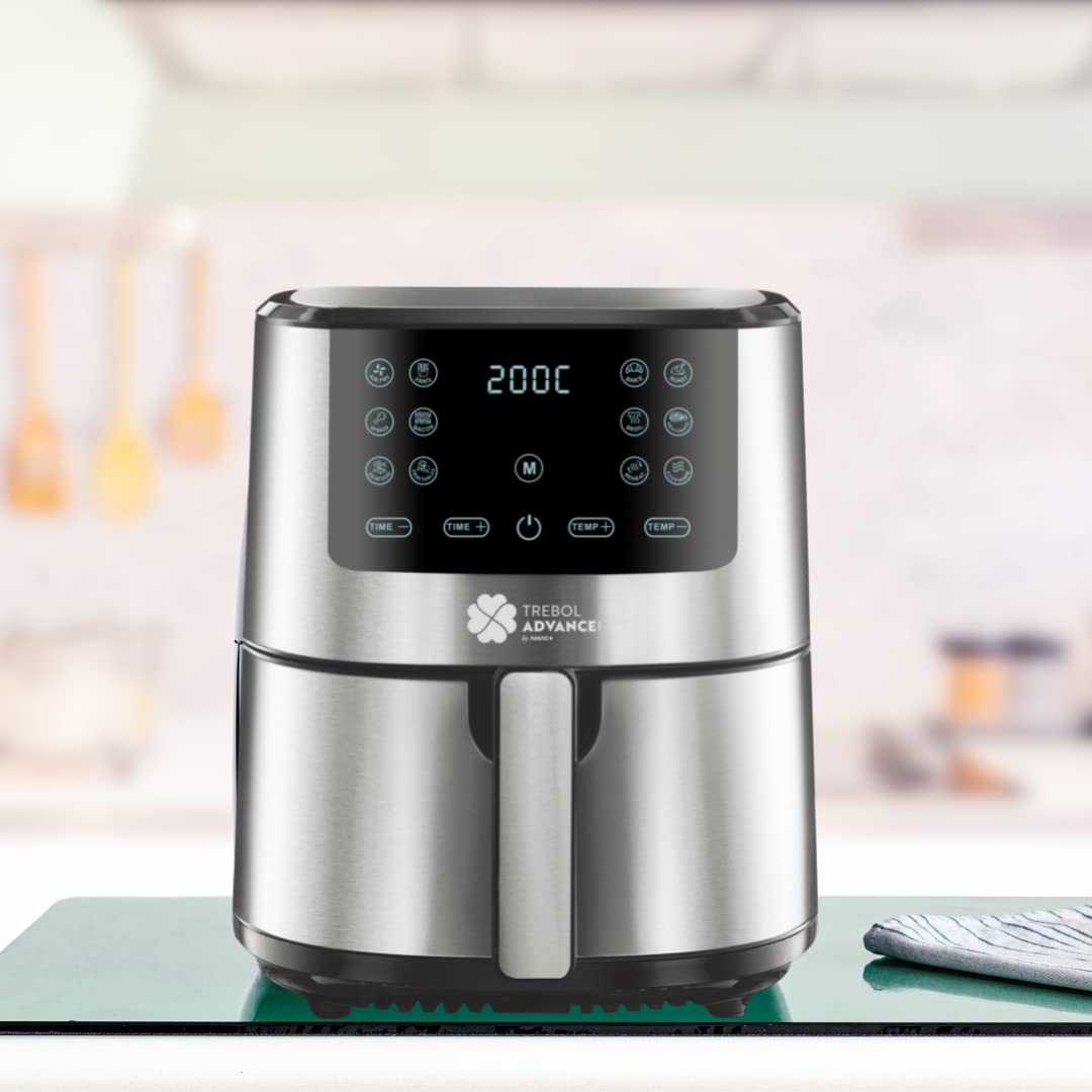 Air fryer TREBOLFRY 5.0 – 5 L, 1300 W, 12 Programas, Tecnología de Aire 360°, Sin Aceite, Temporizador 60 min, Temperatura 60-200 °C, Libre de BPA y PFOA – Cocina Saludable y Rápida(5 Litros)