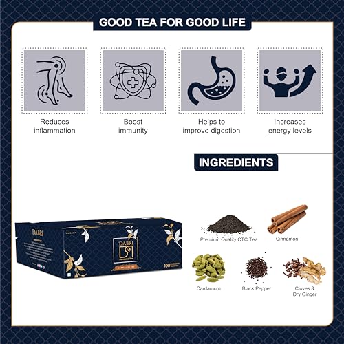 Image of Dabri Masala Tea Premium 100 Double Chamber Dip Tea Bags|Premium Chai Patti Powder with Natural Spices|Natural & Aromatic Blend|Masala Kadak Chai|Boosts Immunity & Increases Energy Levels