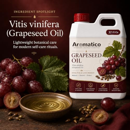 Image of AROMATICO Grapeseed Oil for Skin, Hair and Body Care, Multipurpose Carrier Oil for Massage, Scalp Care, Dry Skin Routine, DIY Beauty and Natural Glow - 946 ml