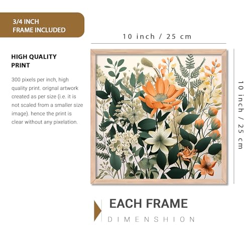 Image of kotart - Floral paintings for home decor, wall hanging frames for living room, bed room, office Set of 2 Multicolo Size- (10x10 inch, C)