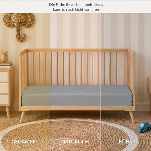 Twinzen 2er Set Jersey Spannbettlaken 60x120 cm Weiß und Grau – Ansicht 6