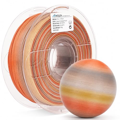 Image of AMOLEN Rock PLA Filament 1.75mm,Rainbow Marble PLA 3D Printing Filament, 1kg Spool (2.2lbs), Dimensional Accuracy + /- 0.02 mm, Fit Most FDM Printer (Yellow Feldspar Rock)