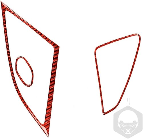 Miniatura 5 de UOADA Juego de 3 piezas de fibra de carbono roja Accesorios para el interior del coche Cubierta del altavoz Trim para Chevrolet Corvette C7