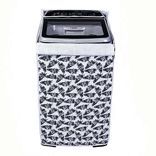 Image of Classic Top Load Washing Machine Cover Suitable For Bosch Back Panel 9 Kg, 9.5 Kg, 10 Kg, 10.5 Kg, 11 Kg (66cmsX63cmsX99cms, Black & White)