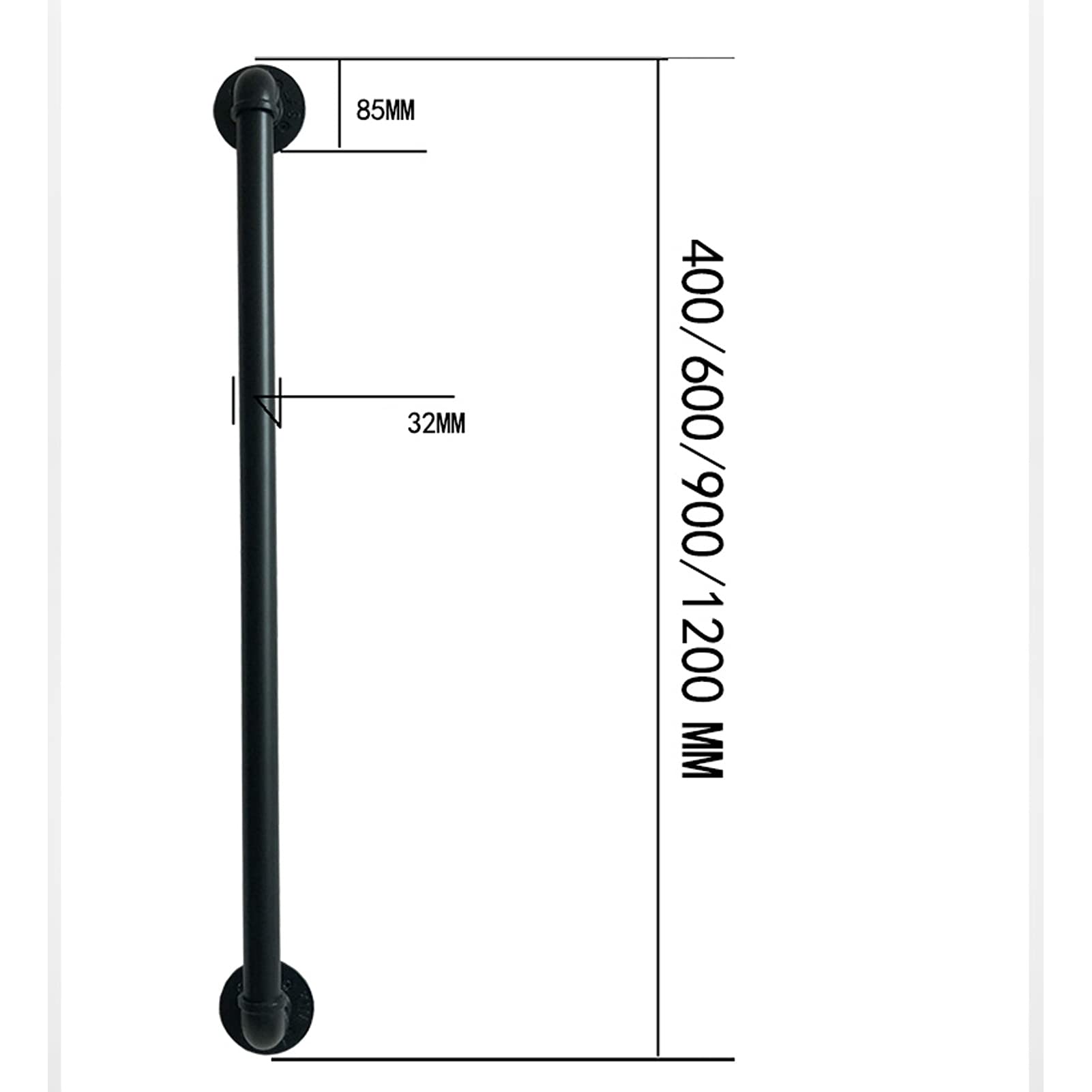 Manilla de Madera para Puertas de Garaje, cobertizo, Granero, repuestos para manijas de Puertas, manijas internas/externas, pomos Negros (tamaño: 600 mm)