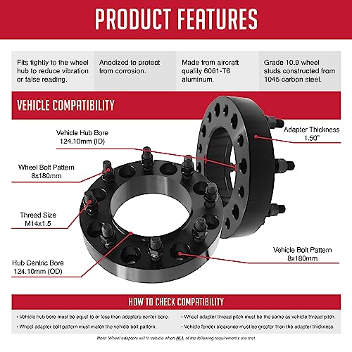 image for Wheel Accessories Parts 2 Pcs Hub Centric Wheel Spacers 8 on 180mm 1.5